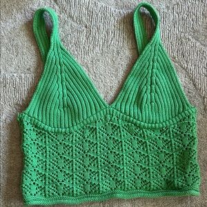 Miou Muse Green Knit Crop Top